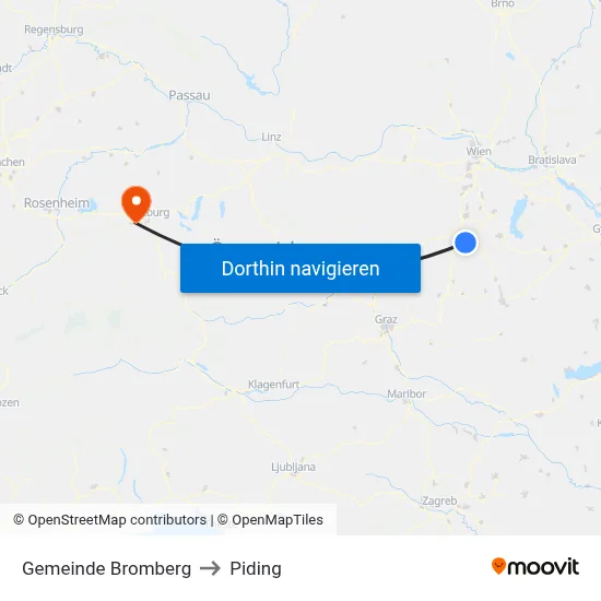 Gemeinde Bromberg to Piding map