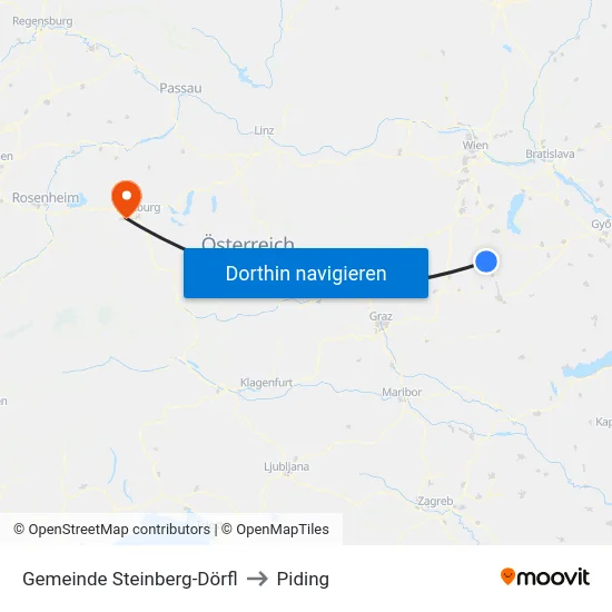 Gemeinde Steinberg-Dörfl to Piding map