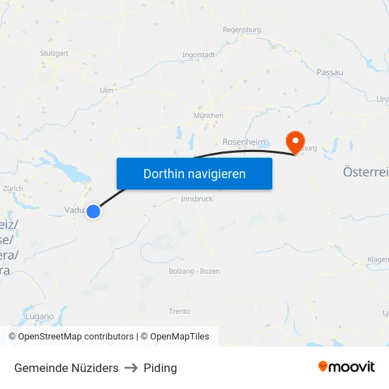 Gemeinde Nüziders to Piding map