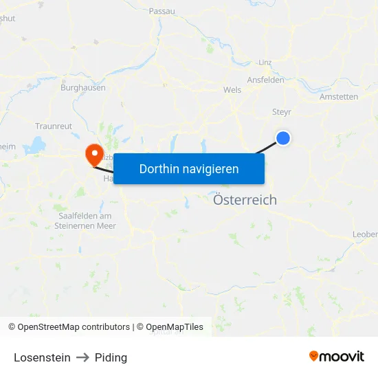 Losenstein to Piding map