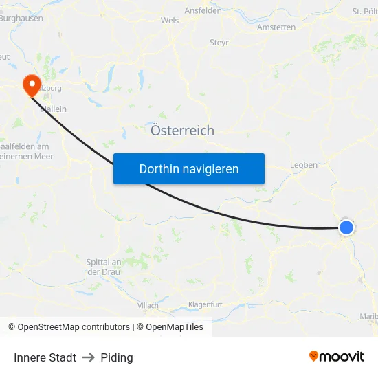 Innere Stadt to Piding map