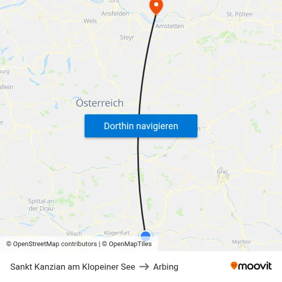 Sankt Kanzian am Klopeiner See to Arbing map
