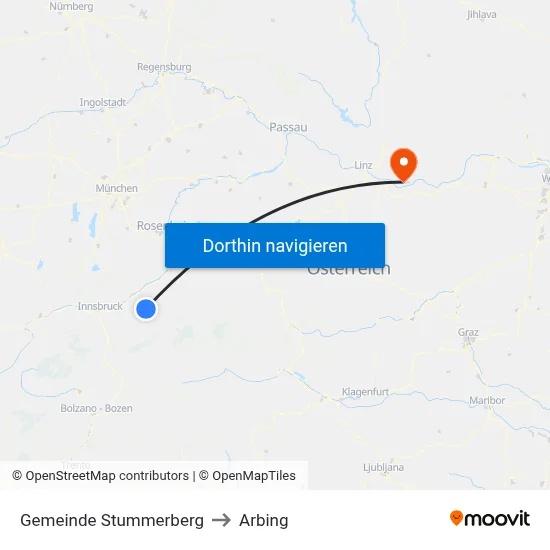 Gemeinde Stummerberg to Arbing map