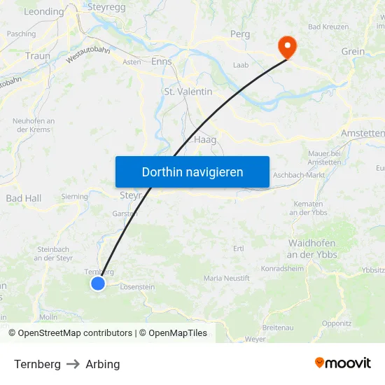 Ternberg to Arbing map