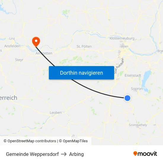 Gemeinde Weppersdorf to Arbing map