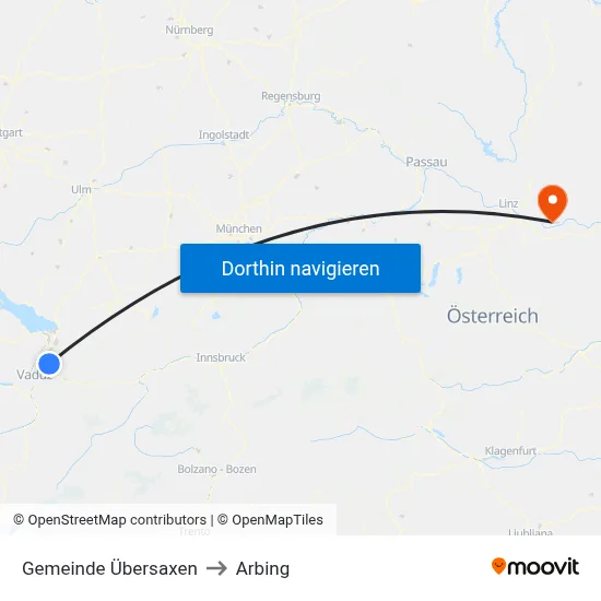 Gemeinde Übersaxen to Arbing map
