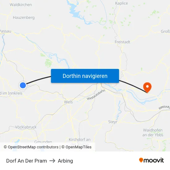 Dorf An Der Pram to Arbing map