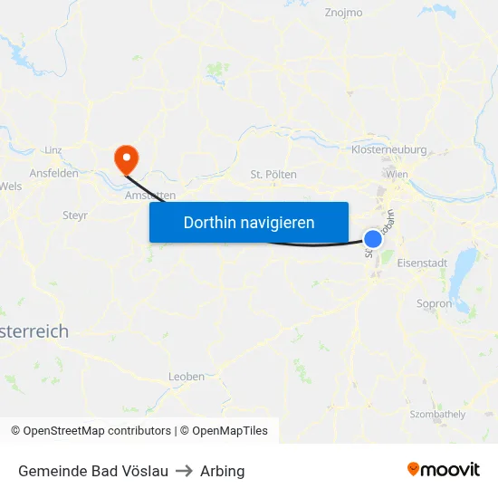 Gemeinde Bad Vöslau to Arbing map