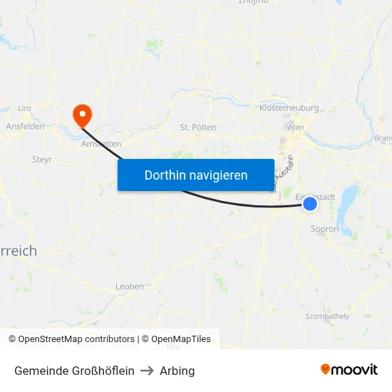 Gemeinde Großhöflein to Arbing map