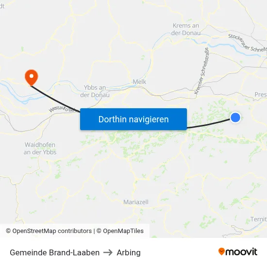 Gemeinde Brand-Laaben to Arbing map