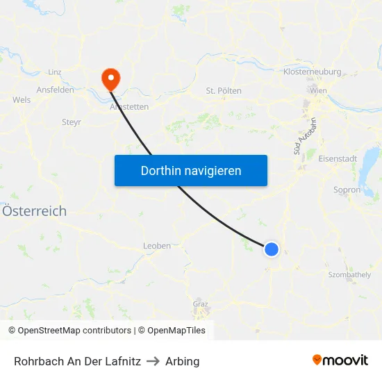 Rohrbach An Der Lafnitz to Arbing map