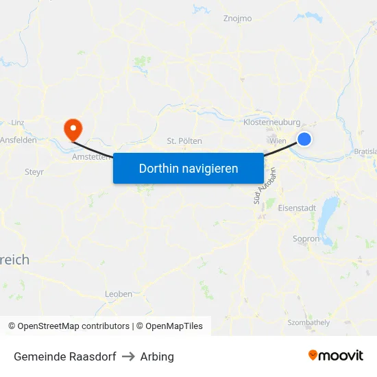 Gemeinde Raasdorf to Arbing map