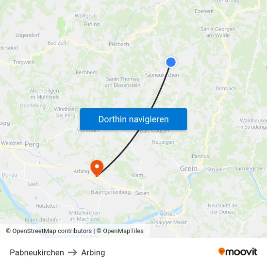 Pabneukirchen to Arbing map