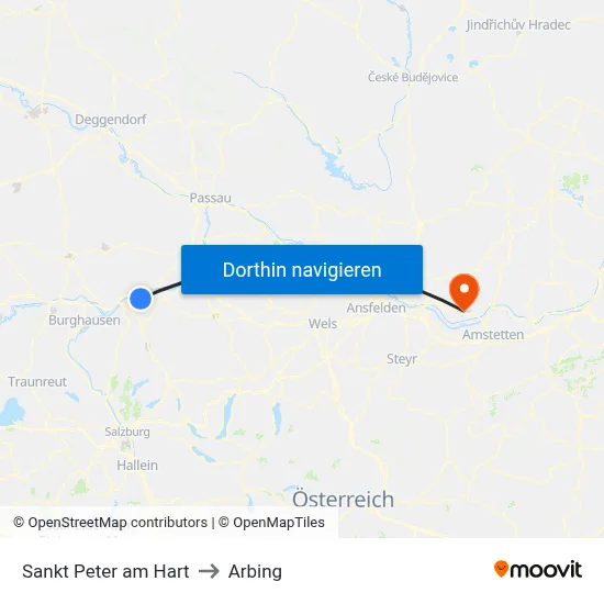 Sankt Peter am Hart to Arbing map