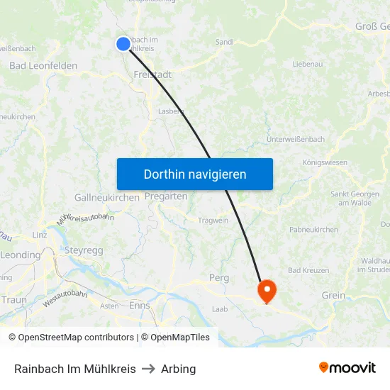 Rainbach Im Mühlkreis to Arbing map