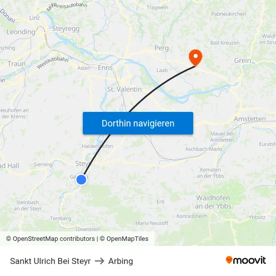 Sankt Ulrich Bei Steyr to Arbing map