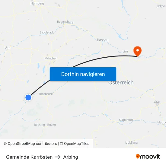 Gemeinde Karrösten to Arbing map