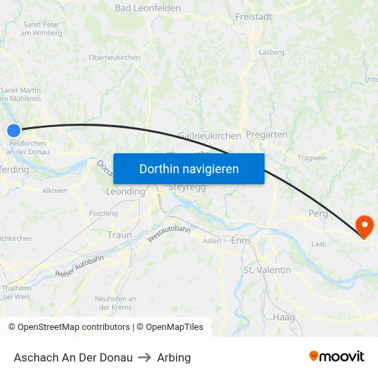 Aschach An Der Donau to Arbing map