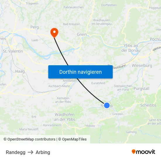 Randegg to Arbing map