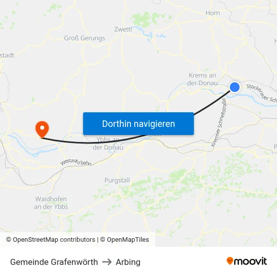 Gemeinde Grafenwörth to Arbing map