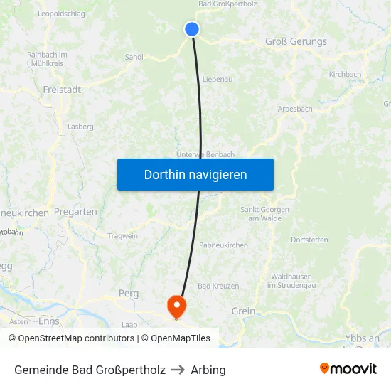 Gemeinde Bad Großpertholz to Arbing map
