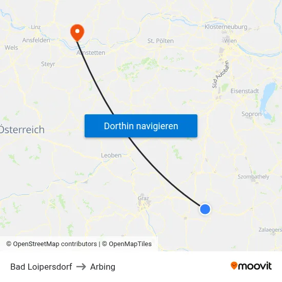 Bad Loipersdorf to Arbing map