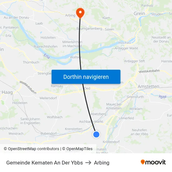 Gemeinde Kematen An Der Ybbs to Arbing map