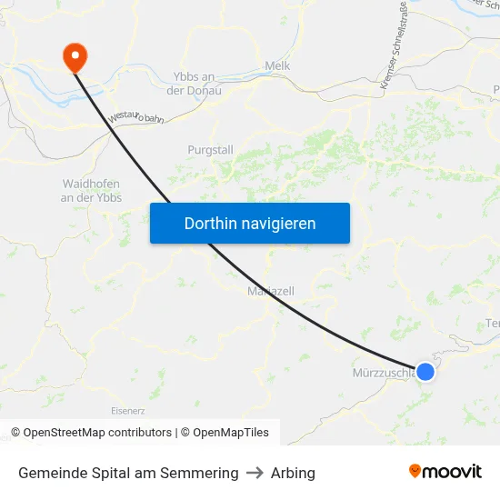Gemeinde Spital am Semmering to Arbing map