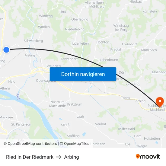 Ried In Der Riedmark to Arbing map