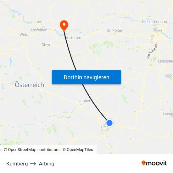 Kumberg to Arbing map