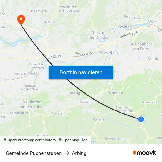 Gemeinde Puchenstuben to Arbing map