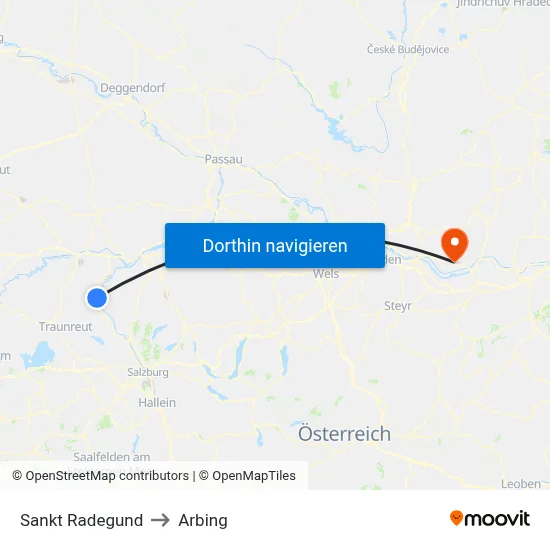 Sankt Radegund to Arbing map