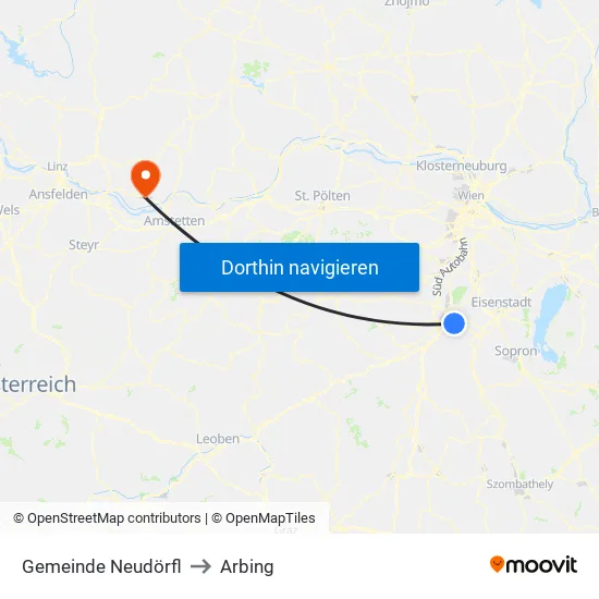 Gemeinde Neudörfl to Arbing map