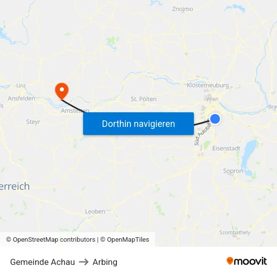 Gemeinde Achau to Arbing map