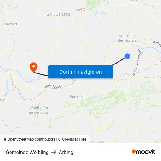 Gemeinde Wölbling to Arbing map
