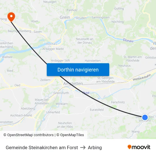 Gemeinde Steinakirchen am Forst to Arbing map