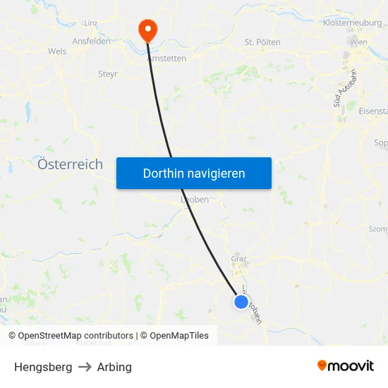 Hengsberg to Arbing map