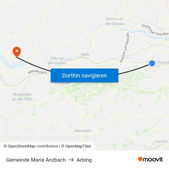 Gemeinde Maria Anzbach to Arbing map
