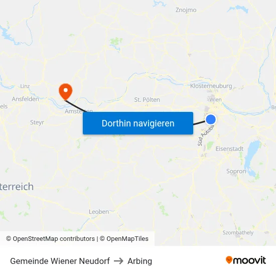 Gemeinde Wiener Neudorf to Arbing map