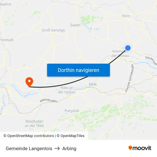 Gemeinde Langenlois to Arbing map