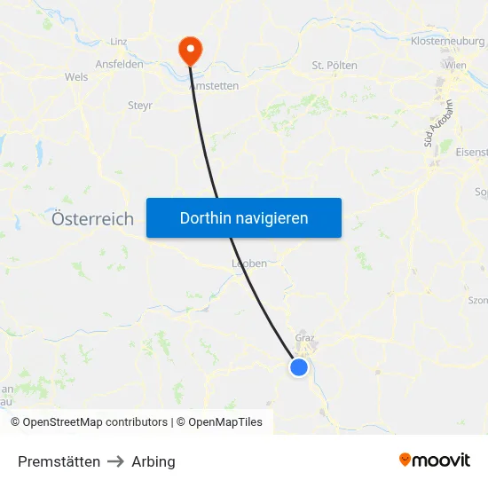 Premstätten to Arbing map