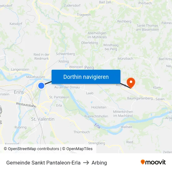 Gemeinde Sankt Pantaleon-Erla to Arbing map