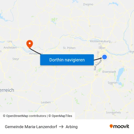 Gemeinde Maria-Lanzendorf to Arbing map