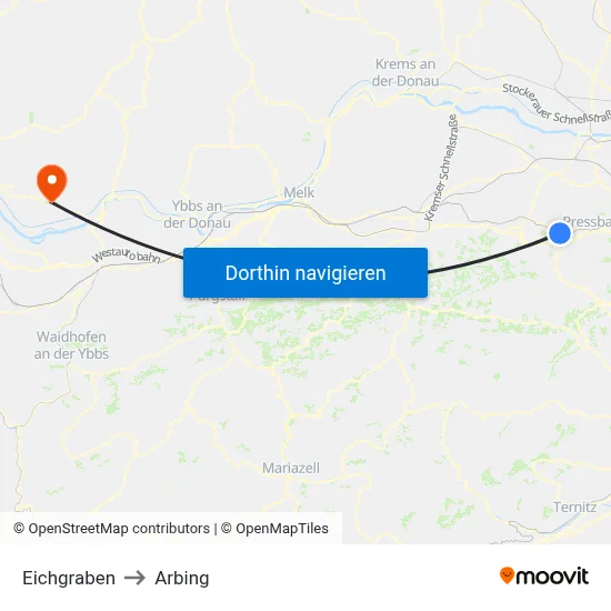Eichgraben to Arbing map