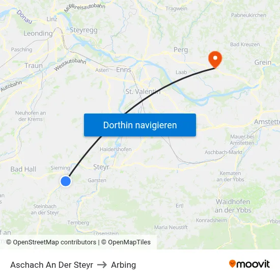 Aschach An Der Steyr to Arbing map