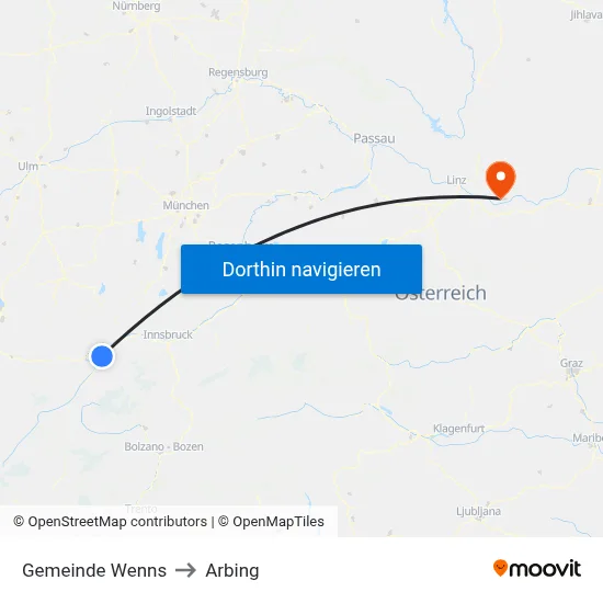 Gemeinde Wenns to Arbing map