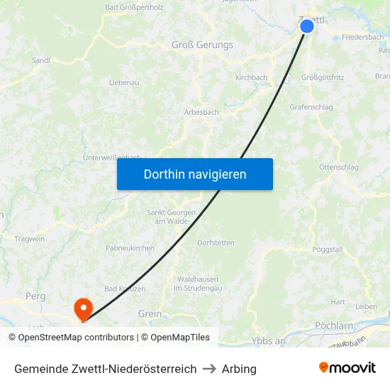 Gemeinde Zwettl-Niederösterreich to Arbing map