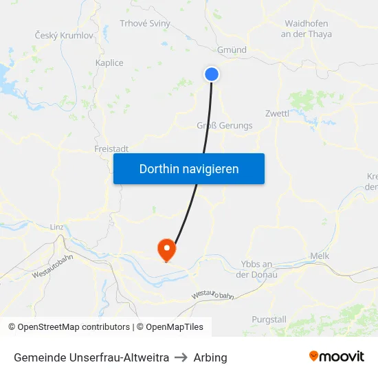 Gemeinde Unserfrau-Altweitra to Arbing map