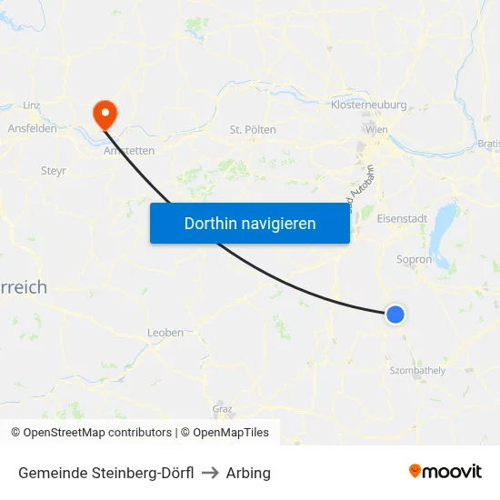 Gemeinde Steinberg-Dörfl to Arbing map