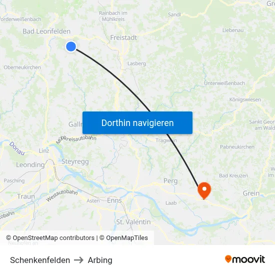 Schenkenfelden to Arbing map